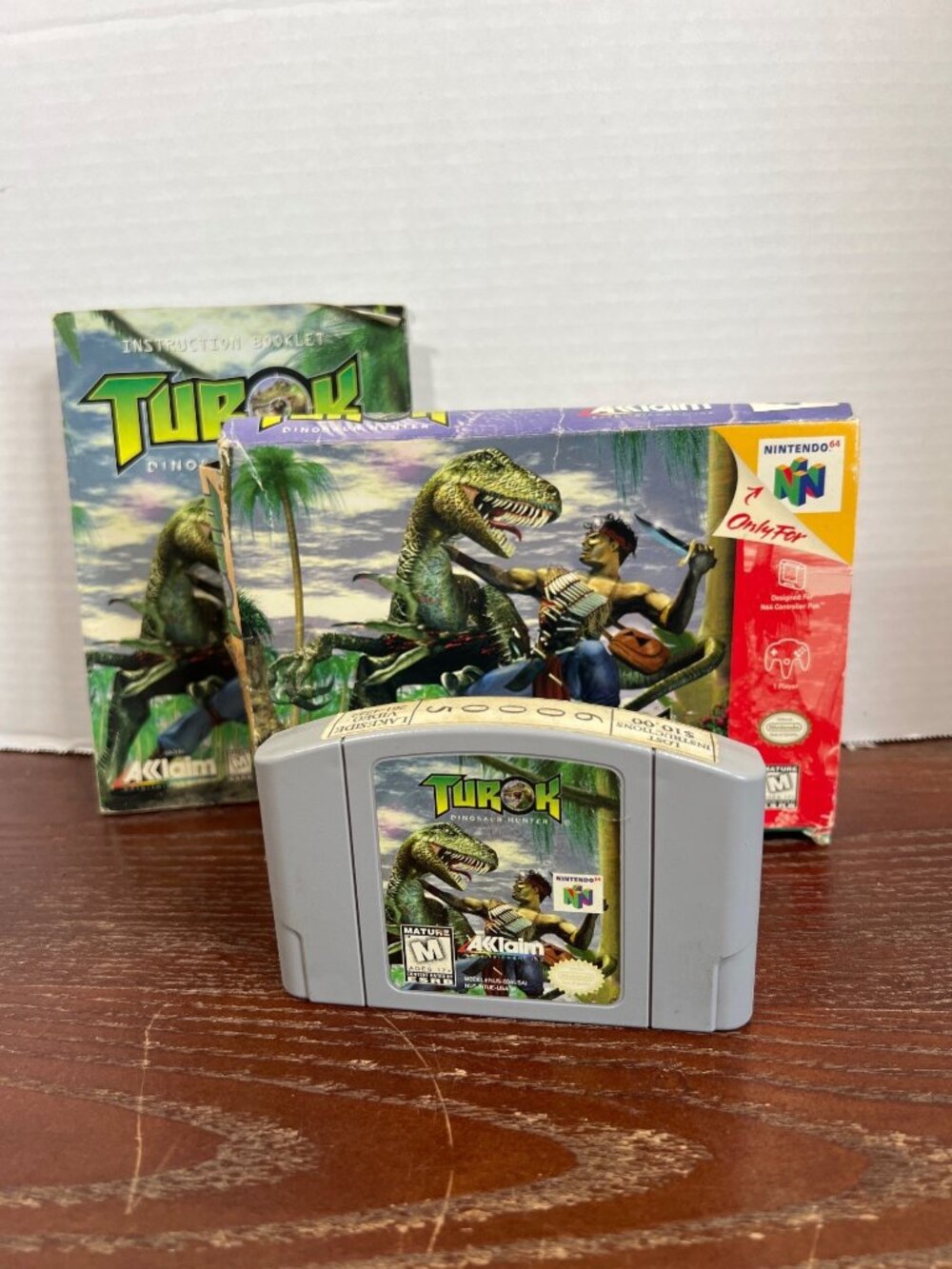 Turok Dinosaur Hunter Nintendo 64 N64 With Box & Manual Acclaim 1997 Tested Work